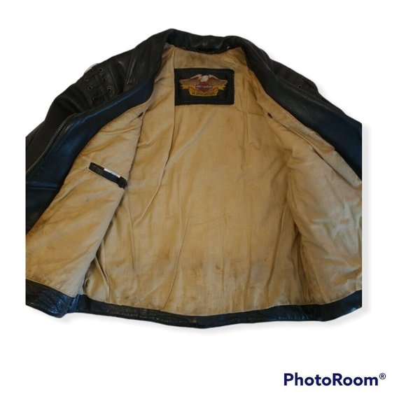 Women's 40/12 (Large L) Harley-Davidson Leather Jacket Raised Yellow Rose - Picture 7 of 11